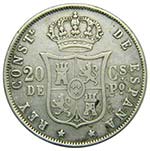 ALFONSO XII. 20 Centavos de Peso. 1882. ... 