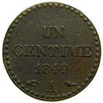 Francia. II República. 1 céntime. 1849. ... 