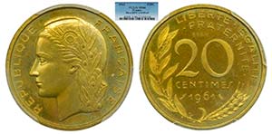 Francia. 20 céntimes. 1961 ESSAI. ... 