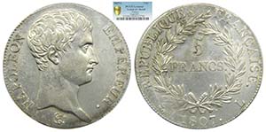 Francia. 5 Francs. 1807 L. Bayonne. ... 