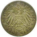 Alemania. Mecklenburg-Schwerin. 5 mark. 1904 ... 