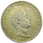 Italia. 5 lire. 1844 ... 