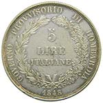 Italia. 5 Lire. Lombardia 1848 M. Milan. ... 