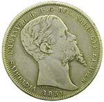 Italia. 5 lire. 1851 P ... 