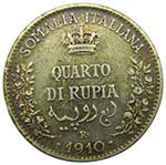 Italia . Italian Somaliland ,1/4 Rupia 1910 ... 