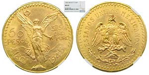 Mexico 50 Pesos, 1945, (Km#481), AU , NGC ... 