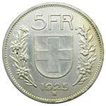 Suiza  5 Francs 1925 B (km#37) 24,98 gr Ag. 