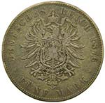 Alemania. Baden. 5 Mark. 1876 G. Friedrich ... 