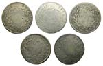 Fernando VII (1808-1833). Lote 5 monedas de ... 