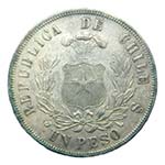 Chile 1874 Santiago. 1 Peso. (km#142.1) ... 