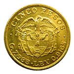 Colombia 1919. 5 pesos. (km#201.1) 7,94 gr ... 