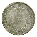 Chile. 50 centavos. 1870. (KM#139). 12,37 ... 