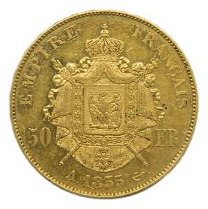 Francia. 50 francos 1855 A Paris. Napoleón ... 