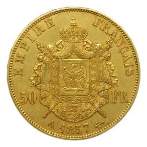 Francia. 50 francos 1857 A Paris. Napoleón ... 