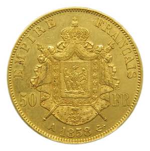 Francia. 50 francos 1858 A Paris. Napoleón ... 