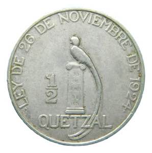 Guatemala. 1/2 quetzal 1925 (km#241.1) 16,63 ... 