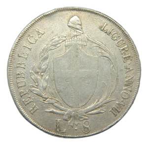 Italia. Genoa Liguiran Republic. 8 lire ... 