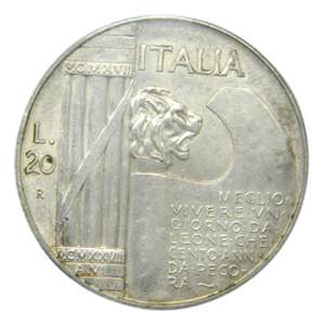 Italia . 20 lire 1928 R Yr VI . Vittorio ... 