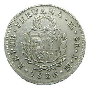 Peru 8 reales 1826 JM Lima . (km#142.1) ... 