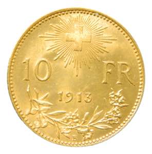 Suiza 10 francos. 1913 B.  Bern. (km#36) ... 