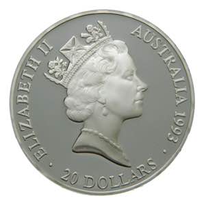 AUSTRALIA. Isabel II. 1993. 20 dólares. ... 