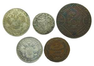 AUSTRIA. Lote de 5 monedas. Siglo XVIII-XIX. ... 