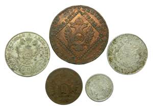 AUSTRIA. Lote de 5 monedas.Siglo XVIII-XIX. ... 