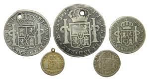 ESPAÑA / SPAIN. Lote de 5 monedas. Siglos ... 