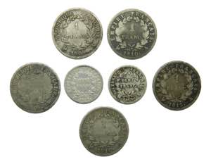 FRANCIA / FRANCE. Lote 7 monedas. Napoleón. ... 
