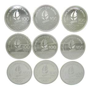 FRANCIA / FRANCE. 9 monedas 1989/90/91. 100 ... 