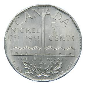 CANADA. Jorge VI. 1951. 5 cents. Subbury. ... 