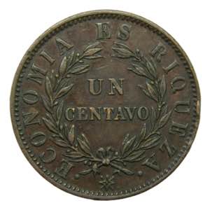 CHILE. 1853. 1 centavo. (KM#127). Cu. 