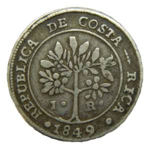 COSTA RICA. 1849 JB. 1 real. (KM#66). Ar.