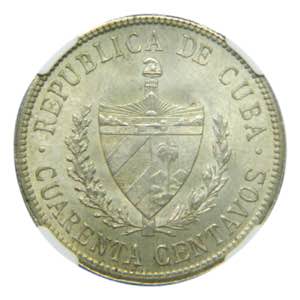 CUBA. 1915. 40 centavos. (KM#14.3) Variedad ... 