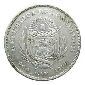 EL SALVADOR. 1908 C.A.M. Peso. Colón. ... 