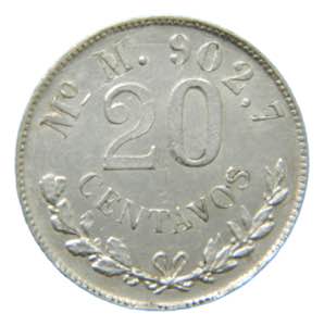 MEXICO. 1898 Mo M Mexico City. 20 centavos. ... 