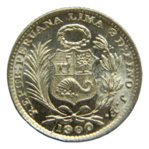PERU. 1900 JF. 1/2 dinero. (KM#204.2). Ar. 