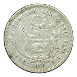 PERU. 1859 YB. 25 centavos. (KM#182). Ar. ... 