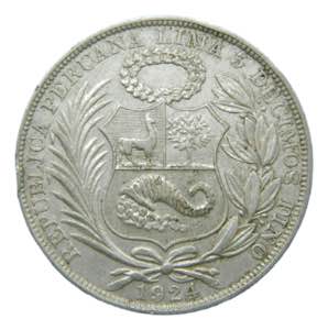 PERU. 1924. Sol. (KM#218.1). Ar. 