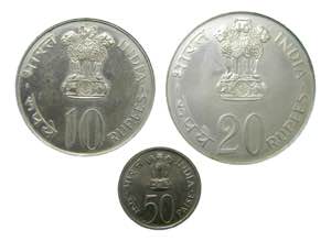 INDIA. Republica. Set 3 monedas 20 y 10 ... 