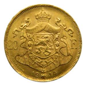 BELGICA / BELGIUM. Albert. 1914. 20 francos. ... 