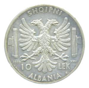 ALBANIA. Vittorio Emanuele III. 1939 R. 10 ... 