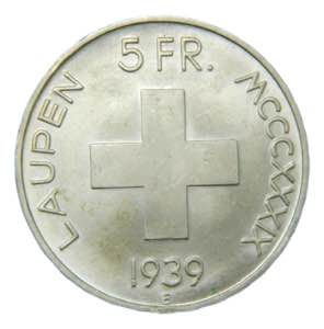 SUIZA / SWITZERLAND. 1939 B. 5 francos. ... 