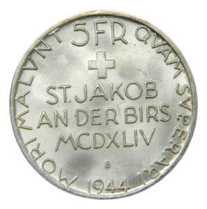 SUIZA / SWITZERLAND. 1944 B. 5 francos. ... 