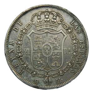 Isabel II (1833-1868). 1849 CL. 20 reales. ... 