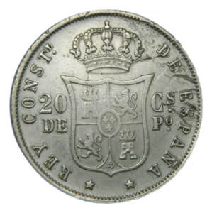 Alfonso XII (1874-1885). 1885. 20 centavos. ... 