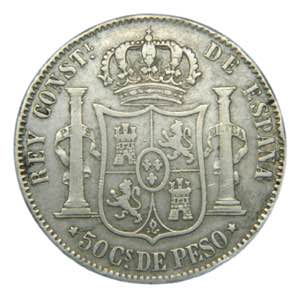 Alfonso XII (1874-1885). 1885. 50 centavos. ... 