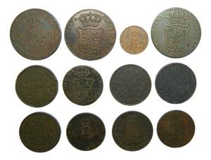 Lote 13 cobres Isabel II, diferentes valores ... 