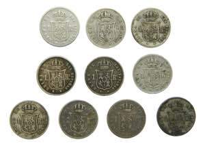 Lote 10 monedas de 1 Real Isabel II. Varios ... 