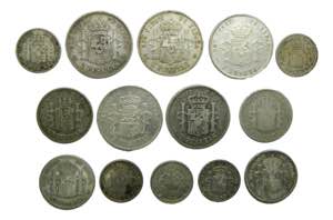 Lote 14 Monedas Alfonso XII-XIII y ... 